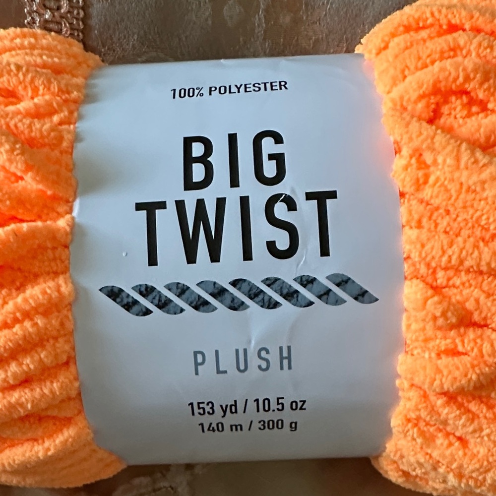 Big Twist Plush Yarn in Electric Tangerine Bright Orange 1 left